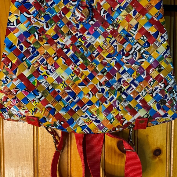 Colorful Woven Candy Wrapper Backpack
